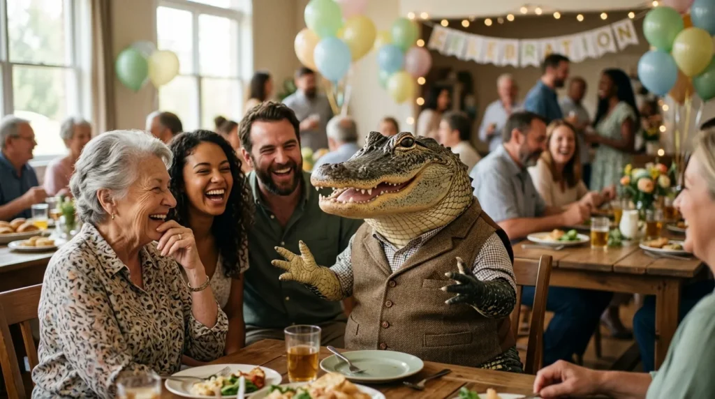 alligator in a vest