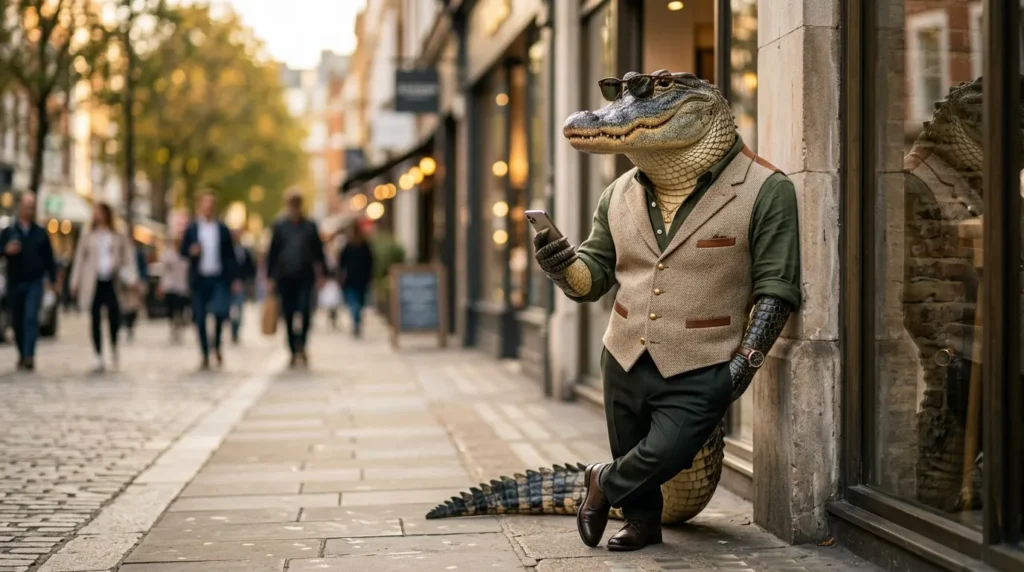alligator in a vest