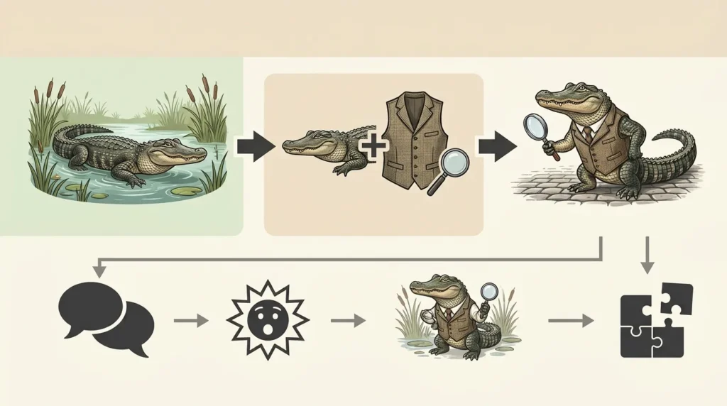 alligator in a vest